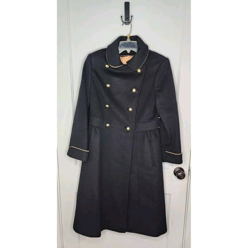 Vintage Black/Beige Coat Double Breasted Gold Buttons Youthcraft Union Made USA